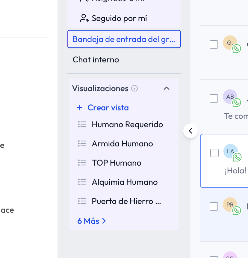 Paso 2: botón + Crear vista en el submenú Visualizaciones