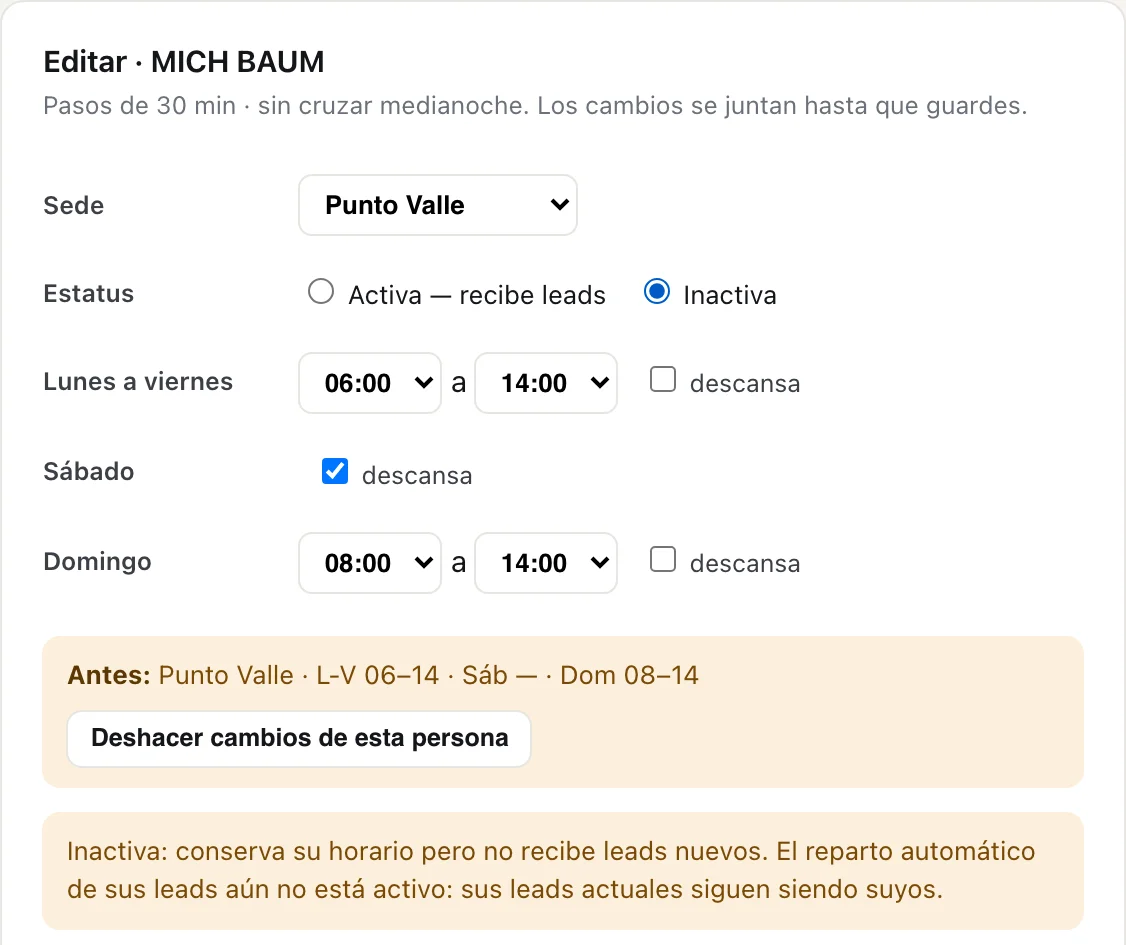 Ficha de una persona marcada como Inactiva